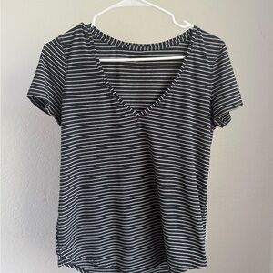Lululemon Striped V-Neck Black and White Women's Top